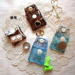 ミニミニクリアポーチ　5×5　　カペルペッパー　リバティ　ラミネート　♡「カペル」と「ペッパー」という定番柄の融合 6枚目の画像