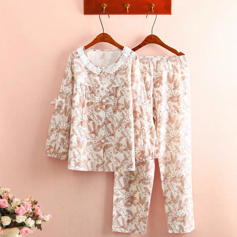 春秋、パジャマ、上下セット、長袖、コットン100％、レディース、部屋着