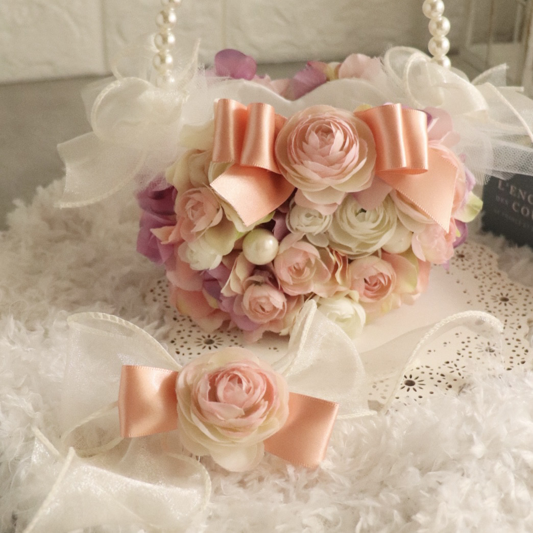 バッグブーケ　七五三バッグ　3歳　7歳　753　前撮り　和装　ドレス　フォトアイテム　成人式　ウエディング　ポニーフック