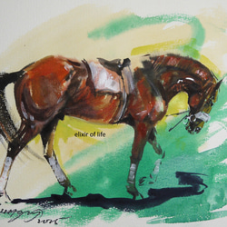 うさぎと初雪（高級水彩画用紙F3，22cm×27cm、墨、水彩