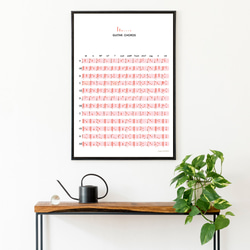 ギターコード表 一覧ポスター A2サイズ 室内用 おしゃれ 分かりやすい バンド 軽音楽 インテリア モノクロ ソノリテ 5枚目の画像