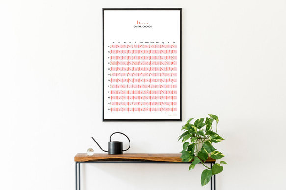 ギターコード表 一覧ポスター A2サイズ 室内用 おしゃれ 分かりやすい バンド 軽音楽 インテリア モノクロ ソノリテ 5枚目の画像