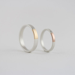 K18YG×silver950/ratio thin ring 第7張的照片
