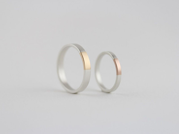 K18YG×silver950/ratio thin ring 第7張的照片