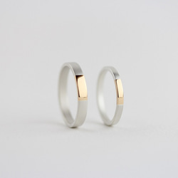 K18YG×silver950/ratio thin ring 第8張的照片