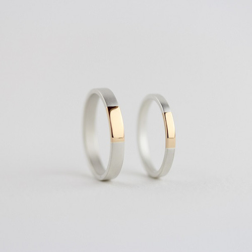 K18YGゴールド×シルバー950 ツートンリング/ratio thin 指輪・リング