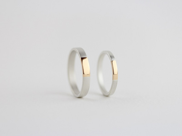 K18YG×silver950/ratio thin ring 第8張的照片