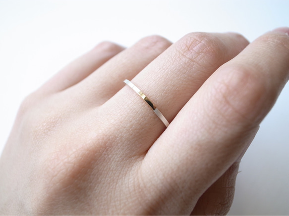 K18YG×silver950/ratio thin ring 第4張的照片