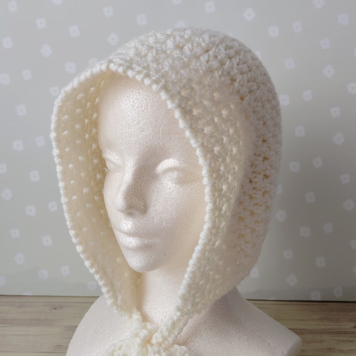 ボンネット ニット帽 クロシェハット ニットフード フードキャップ