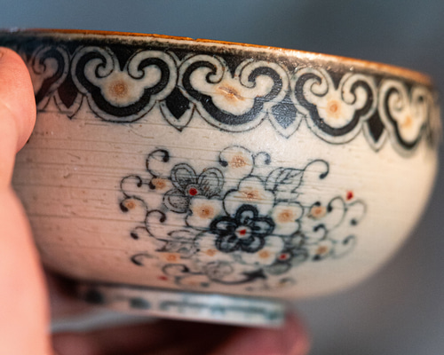 中国美術　清時代山水風景絵鳳紋茶碗 染付 鉢 時代物 詩瓷集｜中国唐風・手描き青花染付如意花卉文様粗陶丸碗景徳鎮製