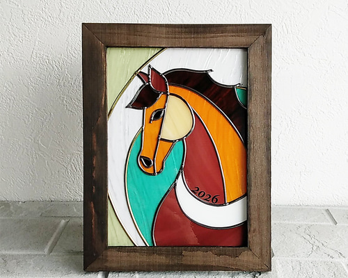 絵画　アクリル絵　額縁　画材　馬　干支 1a31d512470793302f2e597797e6ed