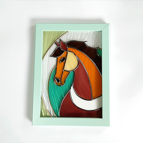 新品 馬絵 立ち上がる馬(高級水彩画用紙、F4, 24cm×33，5cm、墨、水彩