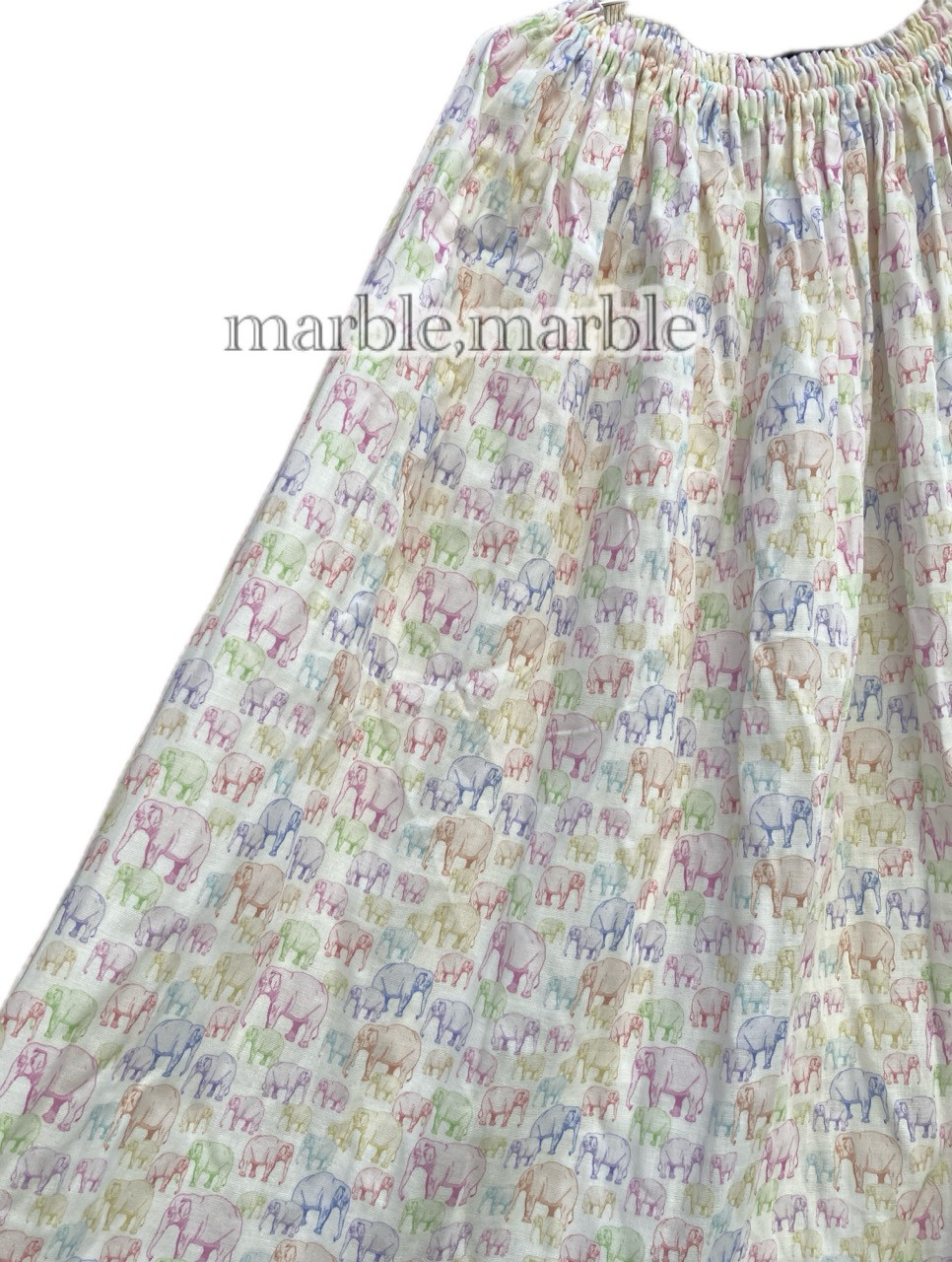 象さん ダブルガーゼスカート　ギャザースカート　ゾウ　ぞう　アニマル　動物　ガーゼスカート