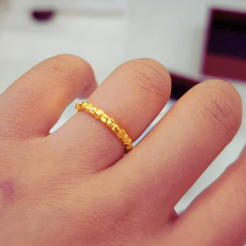 K24K24純金リング24金ゴールド指輪幅2.5mmキューブモチーフ中空リング