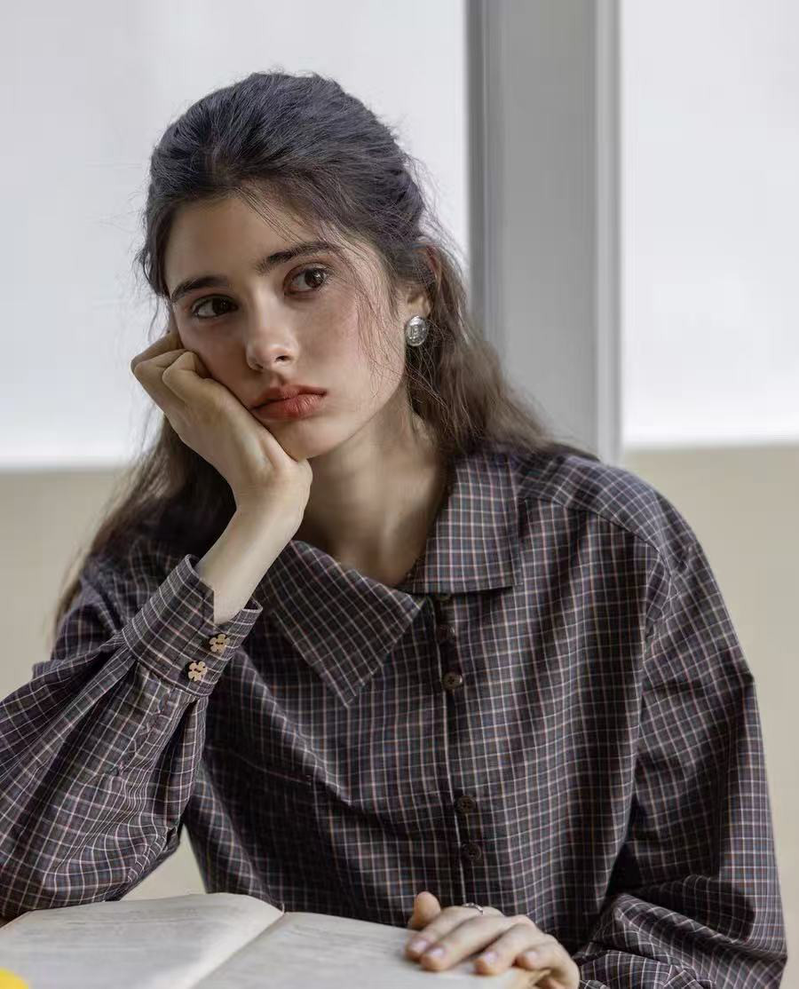 チェック柄シャツ　秋冬向長袖シャツ