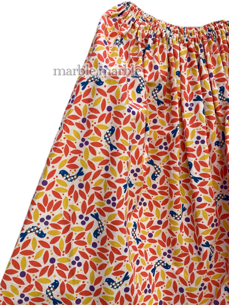 とりさんスカート　レディーススカート　ギャザースカート　鳥　とり　トリ　オレンジ