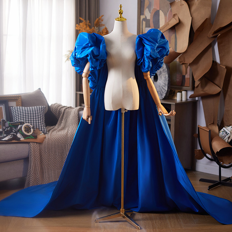 ケープ トレーン 裾引き 青 DIY 肩飾り ドレスアクセサリー パーティー 花嫁/ウェディングドレス DTY491