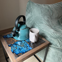 【新作】1点限り サイドテーブル アース タイルテーブル スチール製 4枚目の画像