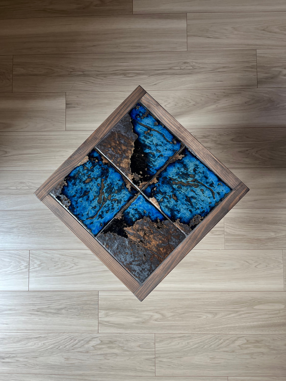 【新作】1点限り サイドテーブル アース タイルテーブル スチール製 3枚目の画像