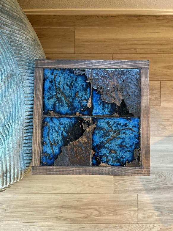 【新作】1点限り サイドテーブル アース タイルテーブル スチール製 5枚目の画像