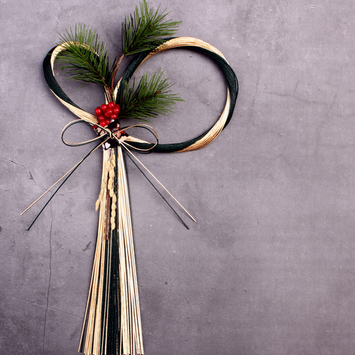 【専用】2026年お正月飾り ✼ しめ縄リース ✼ 水引・ループリボン付き お正月2026】☆新作☆お正月しめ縄凛とした水引き松葉 しめ縄