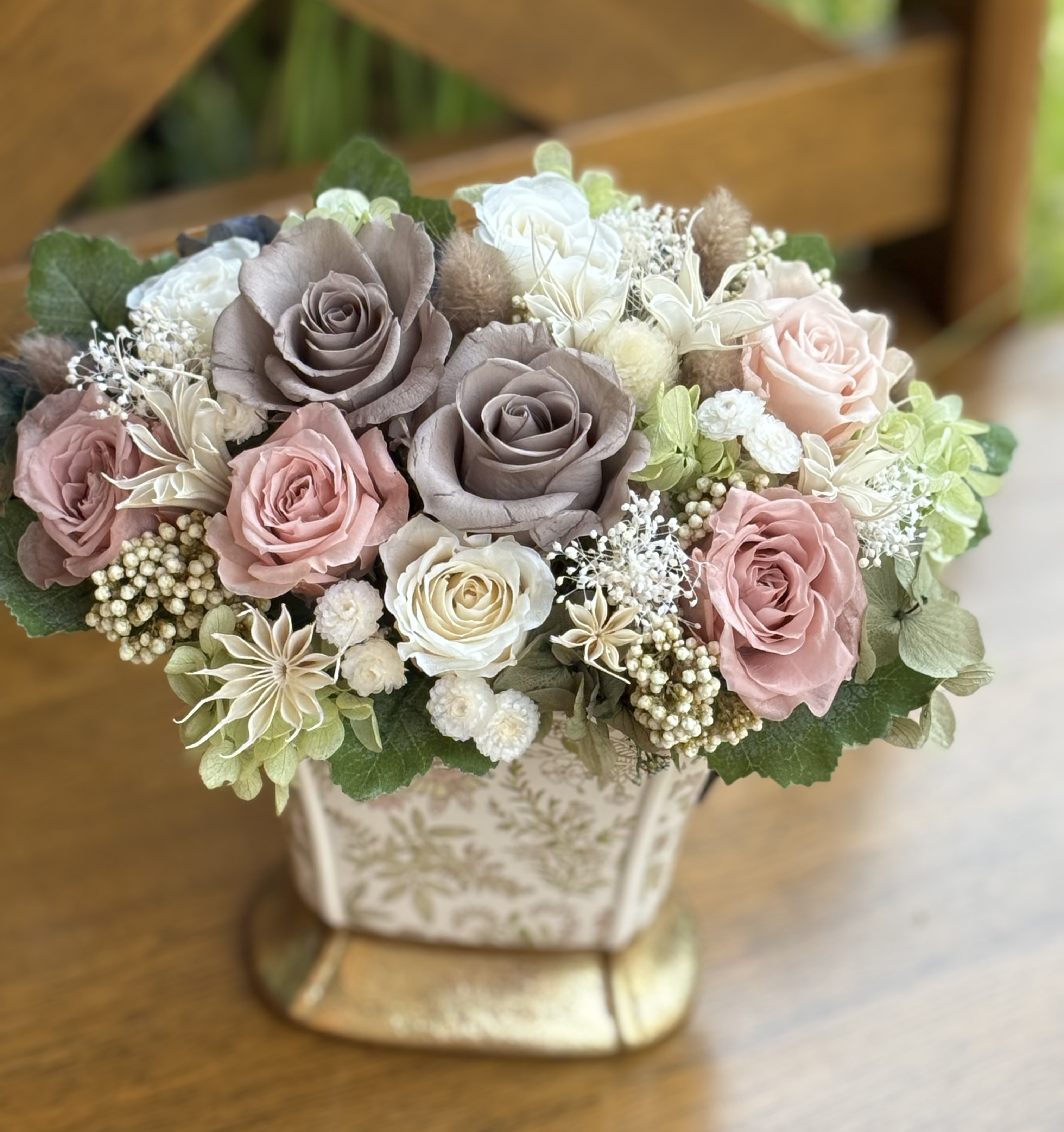 プリザーブドフラワーギフト♪fleur de peche〜＊#新築祝い#結婚祝い#開店祝い#お誕生日祝い#お祝いのお花