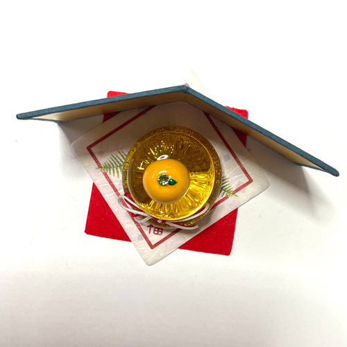 正月置物【クリスタルの鏡餅】ラインストーン付 金屏風付 ミニ ガラス