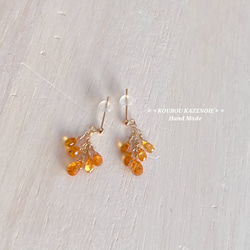 金木犀カラー◆スペサルタイトガーネット14kgfピアス◆受注制作　※イヤリング変更可能 3枚目の画像