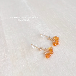 金木犀カラー◆スペサルタイトガーネット14kgfピアス◆受注制作　※イヤリング変更可能 4枚目の画像