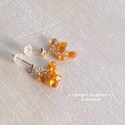 金木犀カラー◆スペサルタイトガーネット14kgfピアス◆受注制作　※イヤリング変更可能 2枚目の画像