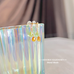 金木犀カラー◆スペサルタイトガーネットとペリドットの14kgfピアス◆受注制作　※イヤリング変更可能 9枚目の画像