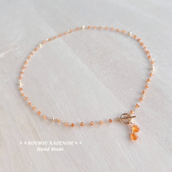 金木犀カラー◆高品質スペサルタイトガーネット◆14KGFマンテルネックレス　 6枚目の画像