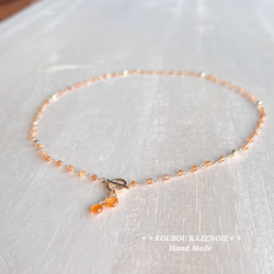 金木犀カラー◆高品質スペサルタイトガーネット◆14KGFマンテルネックレス　 5枚目の画像