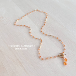 金木犀カラー◆高品質スペサルタイトガーネット◆14KGFマンテルネックレス　 7枚目の画像