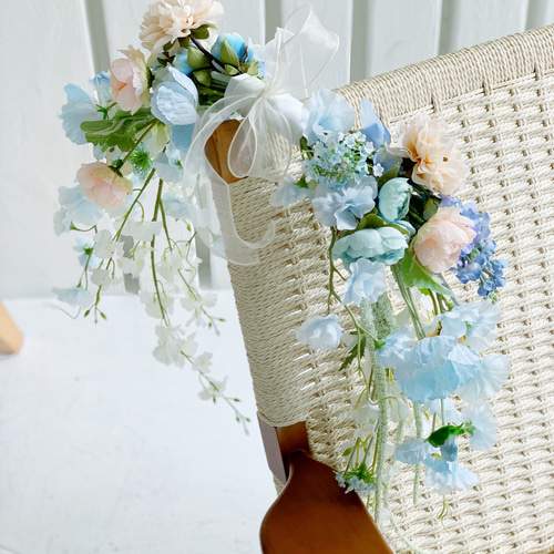 水色 と ピンクオレンジ ブーケ/ウェディングブーケ/アーティ