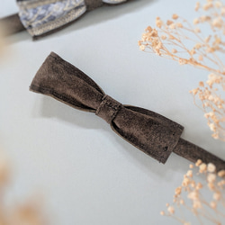 大人のためのデフトバン〜スティック〜　 ブラウン×水色　　本革スエード　インド刺繍リボン　リボンヘアアクセサリー 7枚目の画像