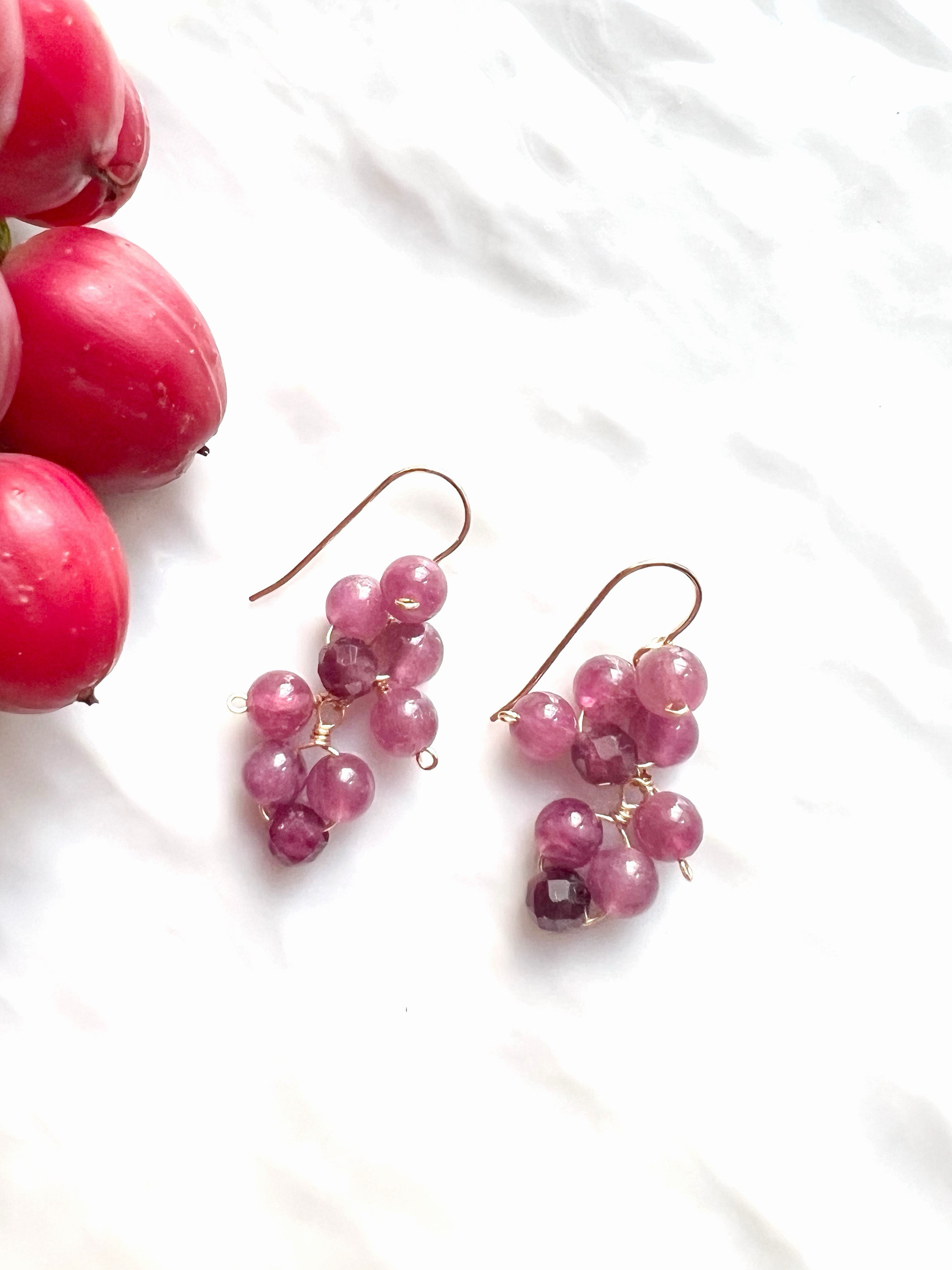 木の実 14KGF ピンクトルマリン ピアス