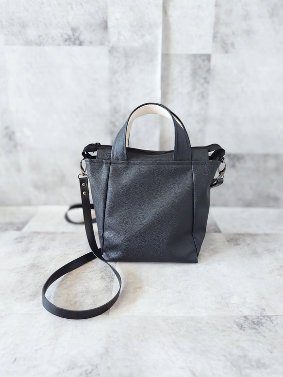 ちょっとそこまで小さめトート&ショルダーバッグ2way【合皮】ブラック 7枚目の画像