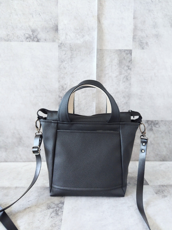 ちょっとそこまで小さめトート&ショルダーバッグ2way【合皮】ブラック 5枚目の画像