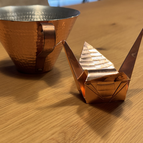 純銅折り鶴｜板金職人が一枚の銅板から手折りした和のアート 金具