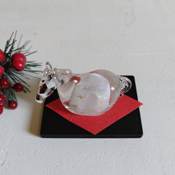 【受注生産】2026年干支午　黒台無しSサイズ　白毛　ガラス　お正月　11月中旬から順次発送分 9枚目の画像