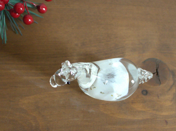 【受注生産】2026年干支午　黒台無しSサイズ　白毛　ガラス　お正月　11月中旬から順次発送分 4枚目の画像