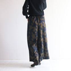 2025年新款【可選褲長】秋季海軍藍×卡其色幾何圖案寬褲 第6張的照片