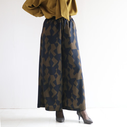 2025年新款【可選褲長】秋季海軍藍×卡其色幾何圖案寬褲 第4張的照片