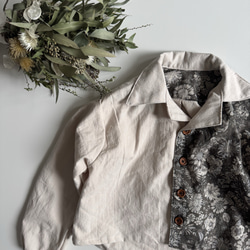 【サイズ90】男の子のための花柄シャツ(白) 2枚目の画像