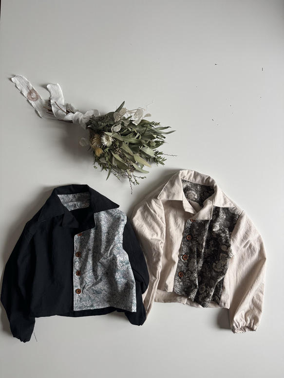 【サイズ90】男の子のための花柄シャツ(白) 6枚目の画像