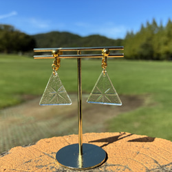 イヤリング　銀河　昭和レトロガラス  型板ガラス　アンティーク　もったいないをカタチに　 1枚目の画像