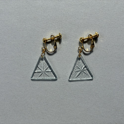 イヤリング　銀河　昭和レトロガラス  型板ガラス　アンティーク　もったいないをカタチに　 2枚目の画像