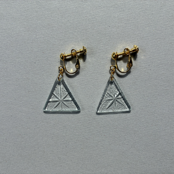 イヤリング　銀河　昭和レトロガラス  型板ガラス　アンティーク　もったいないをカタチに　 2枚目の画像