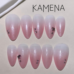 オーダーネイルチップ　ニュアンスリボンワンホン推しネイルマグネットno.70 ネイルチップ ニュアンスネイル ワンホンネイル 韓国ネイル